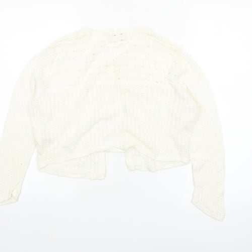 Monsoon Women’s Ivory Knit Cardigan UK 14 Crew Neck Open Knit