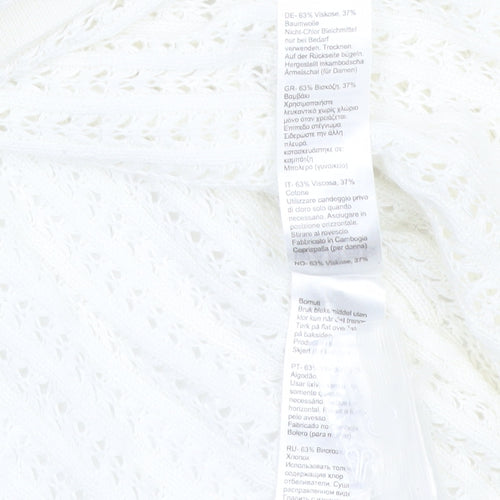Monsoon Women’s Ivory Knit Cardigan UK 14 Crew Neck Open Knit