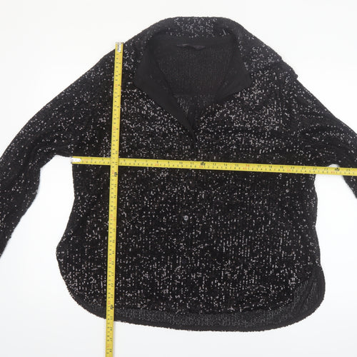 Marks and Spencer Women’s Black Sequin Button-Up Long Sleeve Top Size 16