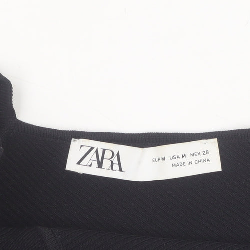 Zara Womens Black Asymmetrical High Neck Slim Fit Jumper Size 12