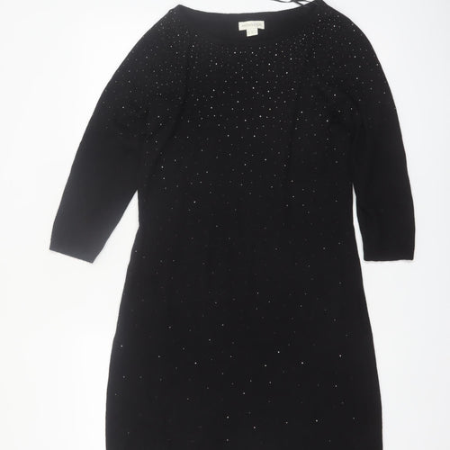 Monsoon Women's Black Size 10 Beaded Knit Bodycon Dress