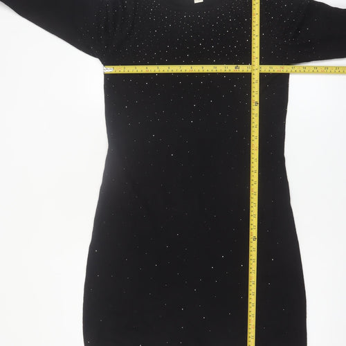Monsoon Women's Black Size 10 Beaded Knit Bodycon Dress