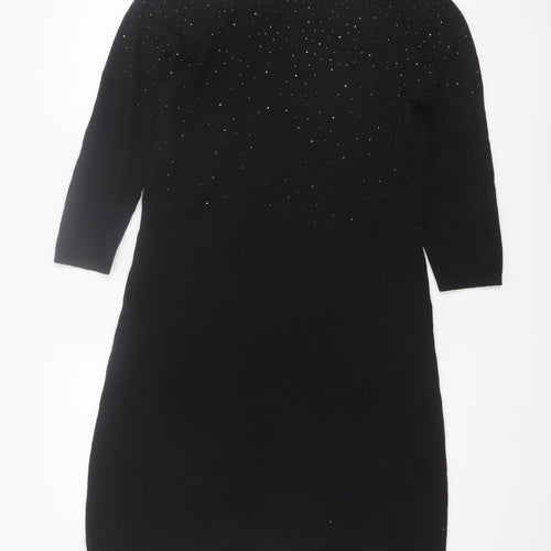Monsoon Women's Black Size 10 Beaded Knit Bodycon Dress
