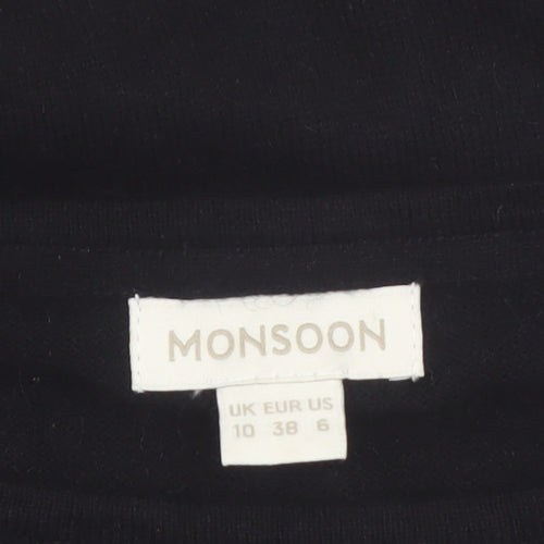 Monsoon Women's Black Size 10 Beaded Knit Bodycon Dress