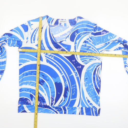 Gerard Women's Blue Geometric V-Neck Long Sleeve Tunic Blouse Size 12