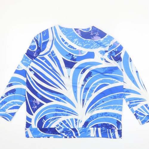 Gerard Women's Blue Geometric V-Neck Long Sleeve Tunic Blouse Size 12