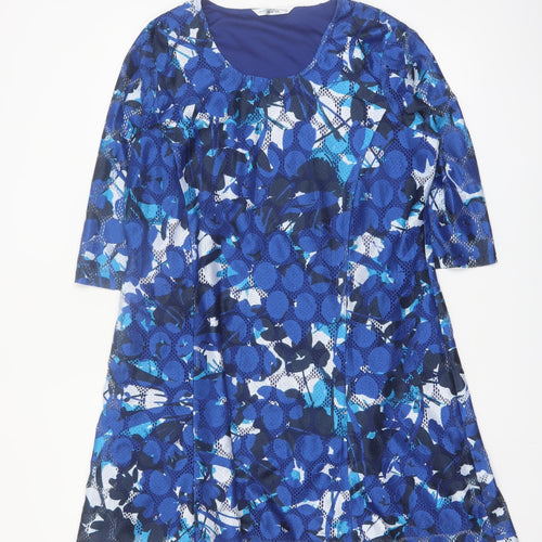 Via Veneto Women's Blue Geometric A-Line Dress Size 18