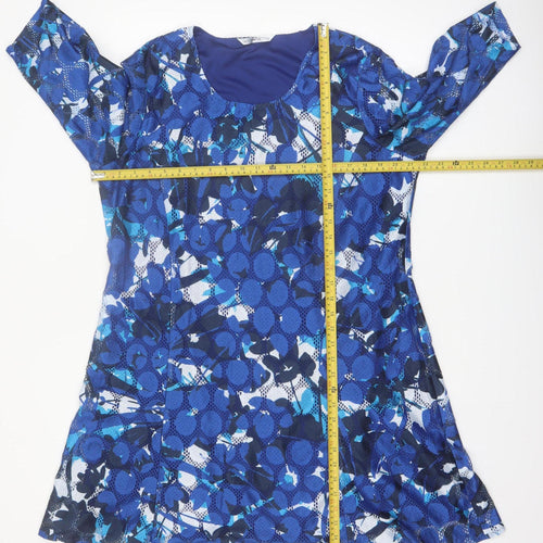 Via Veneto Women's Blue Geometric A-Line Dress Size 18
