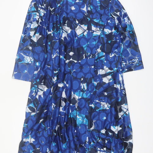 Via Veneto Women's Blue Geometric A-Line Dress Size 18