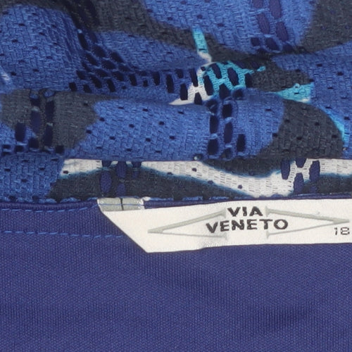 Via Veneto Women's Blue Geometric A-Line Dress Size 18