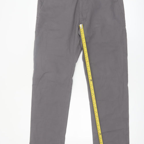 Marks and Spencer Men's Grey Straight Chino Trousers 34W 31L