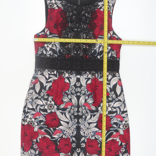 Warehouse Women's Multicoloured Floral Lace Shift Dress UK 14