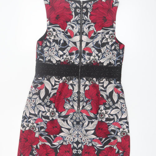 Warehouse Women's Multicoloured Floral Lace Shift Dress UK 14