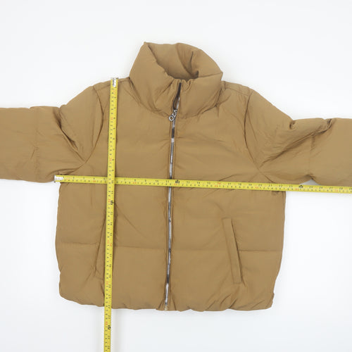 ONLY Women’s Brown Short Puffer Jacket L Zip Padded Winter Coat