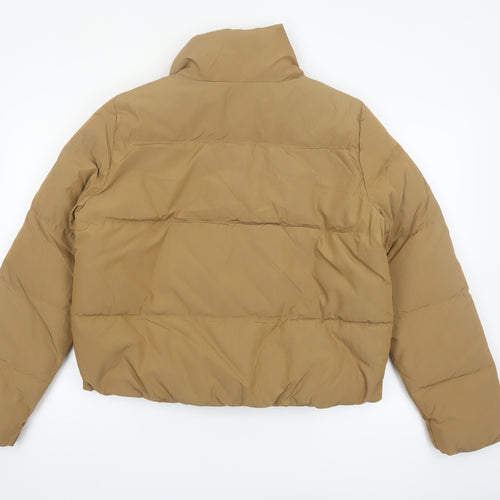 ONLY Women’s Brown Short Puffer Jacket L Zip Padded Winter Coat