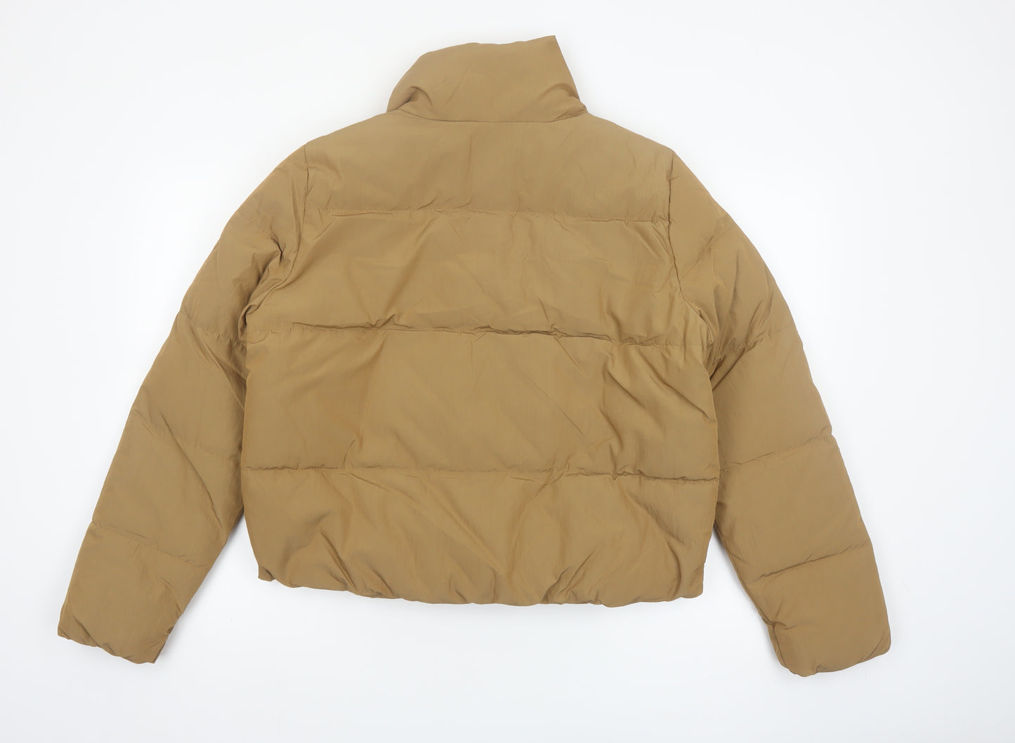 ONLY Women’s Brown Short Puffer Jacket L Zip Padded Winter Coat
