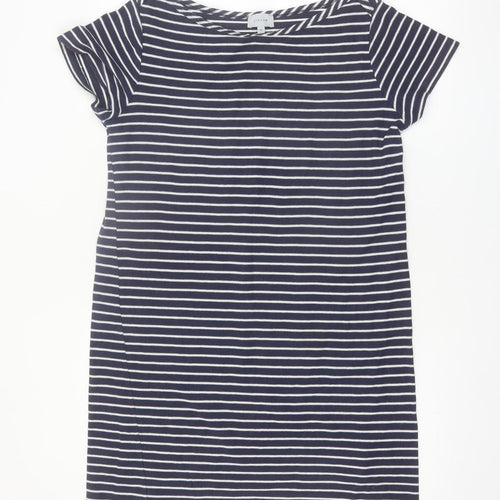 Jigsaw Women Blue Striped Cotton T-Shirt Dress M