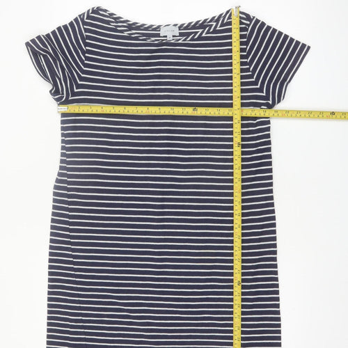 Jigsaw Women Blue Striped Cotton T-Shirt Dress M