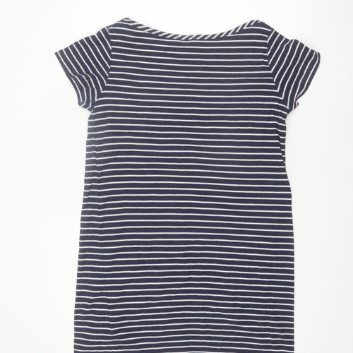 Jigsaw Women Blue Striped Cotton T-Shirt Dress M