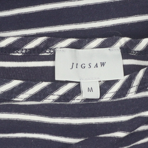 Jigsaw Women Blue Striped Cotton T-Shirt Dress M