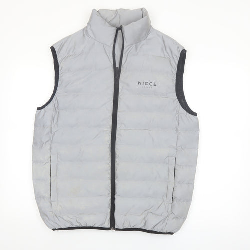 Nicce London Men's Grey Puffer Waistcoat Vest Size L Regular Fit