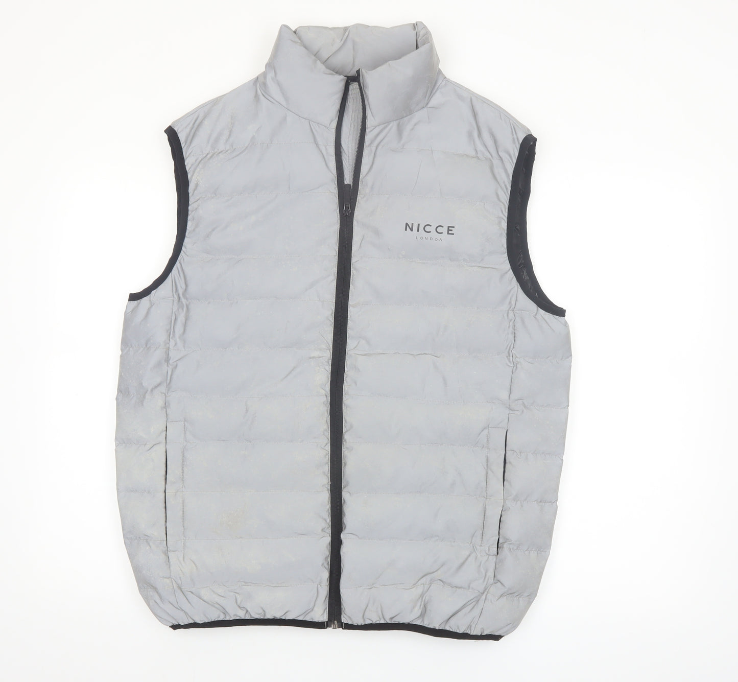 Nicce London Men's Grey Puffer Waistcoat Vest Size L Regular Fit