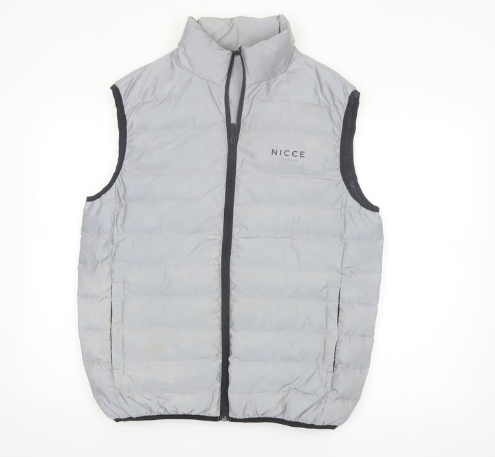 Nicce London Men's Grey Puffer Waistcoat Vest Size L Regular Fit