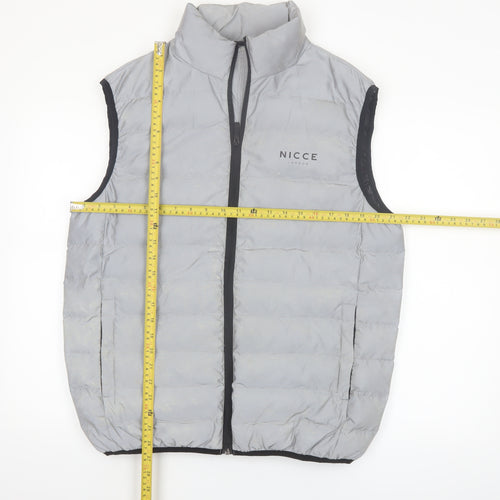 Nicce London Men's Grey Puffer Waistcoat Vest Size L Regular Fit