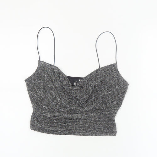 H&M Divided Women’s Silver Cowl Neck Glitter Camisole Top Size 8