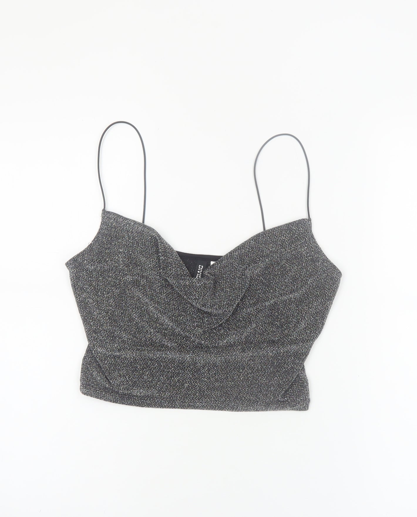 H&M Divided Women’s Silver Cowl Neck Glitter Camisole Top Size 8