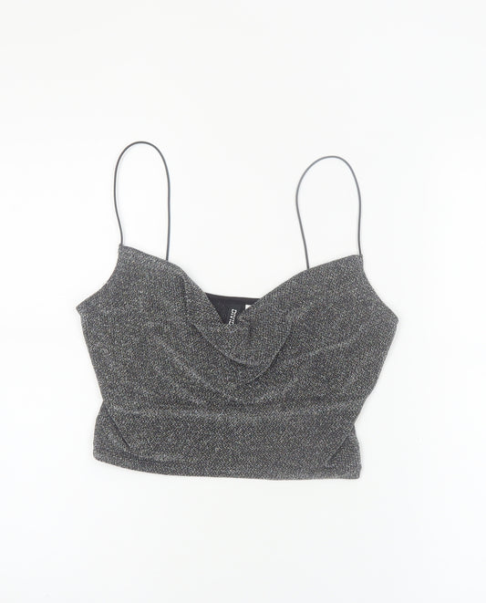 H&M Divided Women’s Silver Cowl Neck Glitter Camisole Top Size 8