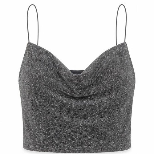 H&M Divided Women’s Silver Cowl Neck Glitter Camisole Top Size 8