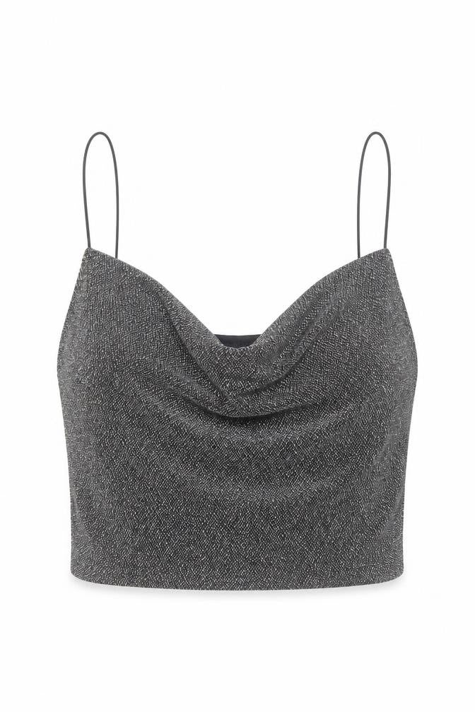 H&M Divided Women’s Silver Cowl Neck Glitter Camisole Top Size 8