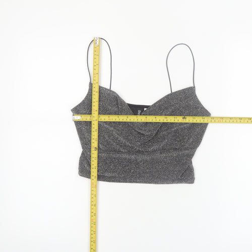 H&M Divided Women’s Silver Cowl Neck Glitter Camisole Top Size 8