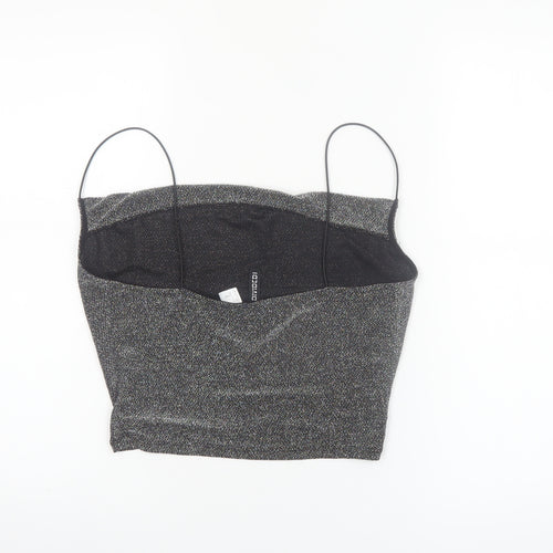 H&M Divided Women’s Silver Cowl Neck Glitter Camisole Top Size 8