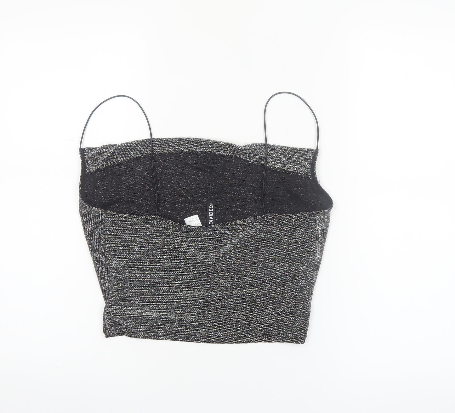 H&M Divided Women’s Silver Cowl Neck Glitter Camisole Top Size 8