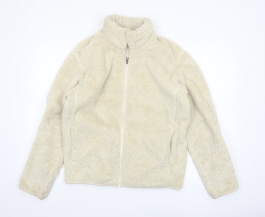Uniqlo Women Beige Fleece Full Zip Jacket Size S