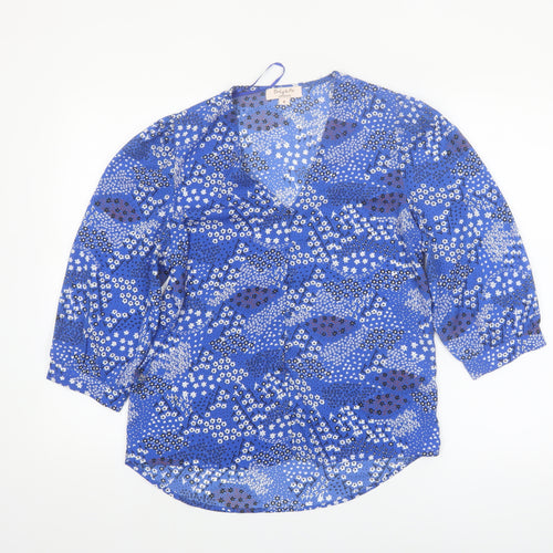 Emily & Me Women Blue Floral Wrap Blouse Size 8