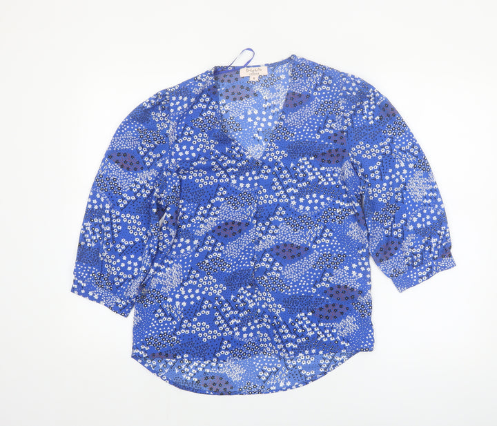 Emily & Me Women Blue Floral Wrap Blouse Size 8