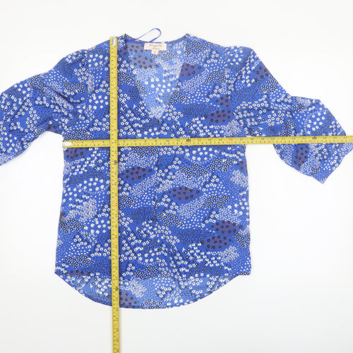 Emily & Me Women Blue Floral Wrap Blouse Size 8