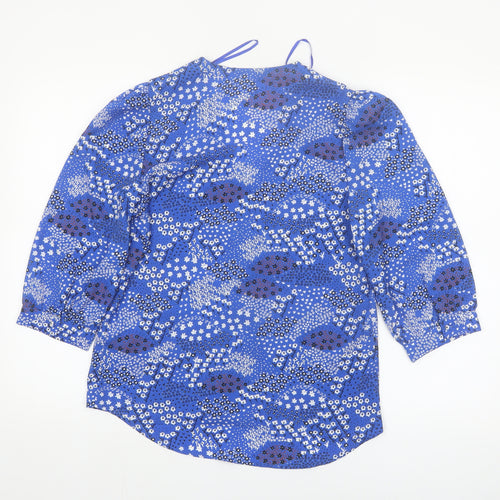 Emily & Me Women Blue Floral Wrap Blouse Size 8