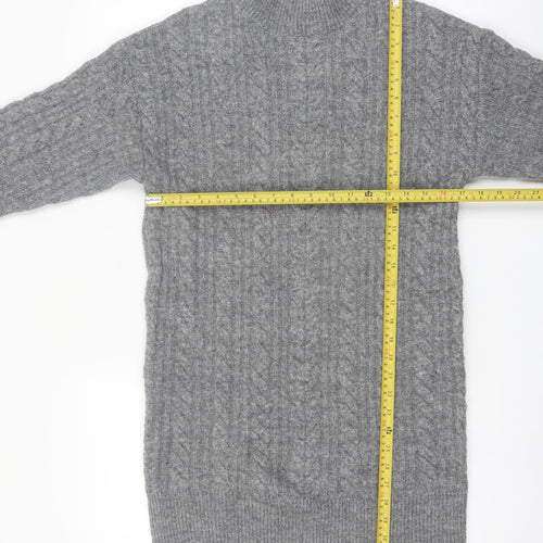New Look Women Grey Mock Neck Cable-Knit Long Sleeve Jumper S