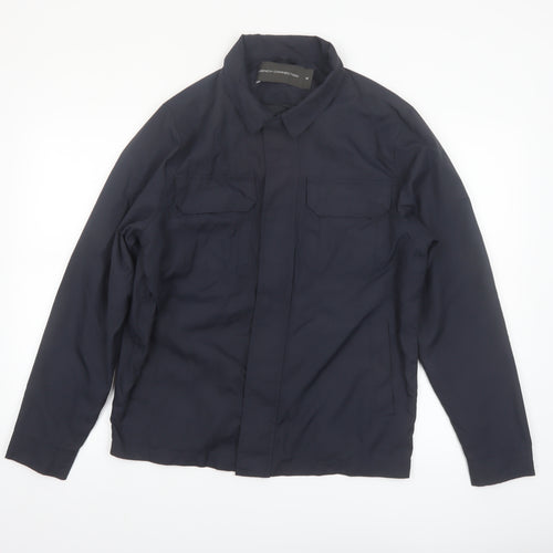 French Connection Men's Blue Polyamide Jacket Size M Casual Mid-Length