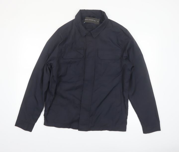 French Connection Men's Blue Polyamide Jacket Size M Casual Mid-Length