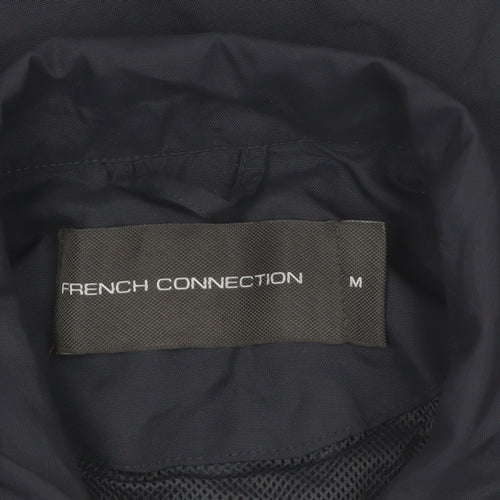 French Connection Men's Blue Polyamide Jacket Size M Casual Mid-Length
