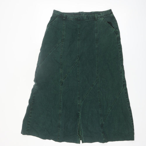 PohjanHeimo Women Green Cotton A-Line Midi Skirt UK12