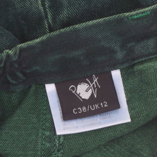 PohjanHeimo Women Green Cotton A-Line Midi Skirt UK12