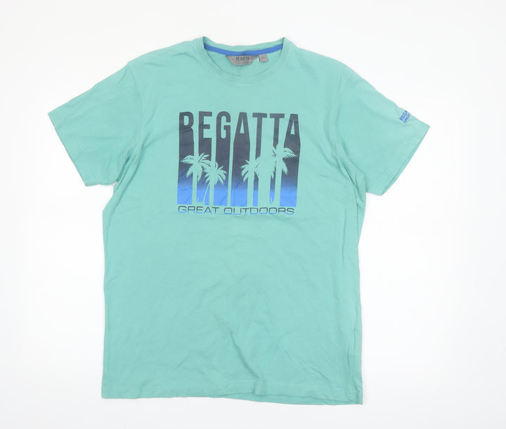 Regatta Men’s Green Graphic Print Short Sleeve Cotton T-Shirt L