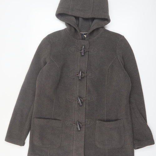 Marks and Spencer Women's Grey Hooded Duffle Coat UK 16 Cotton Polyester