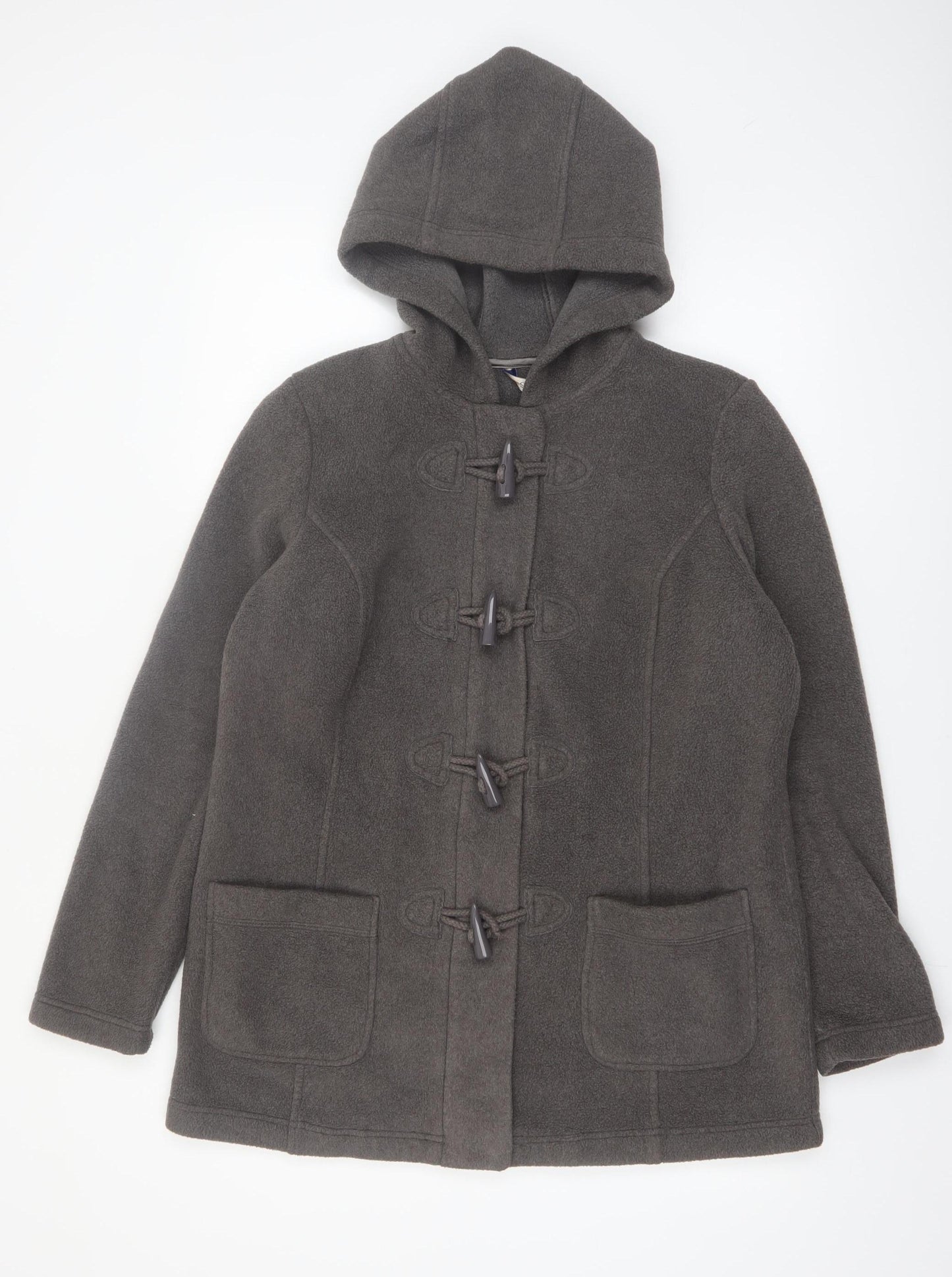 Marks and Spencer Women's Grey Hooded Duffle Coat UK 16 Cotton Polyester